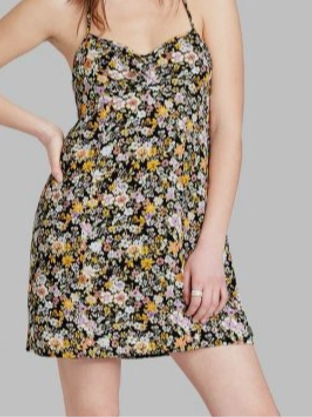 Wild Fable Floral Print Backless Mini Slip Dress